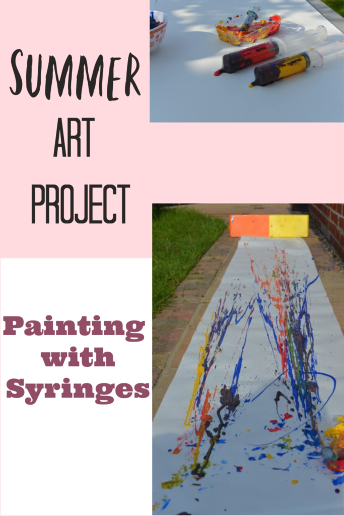 Fun summer art project and science investigation. Paint with syringes #summerscience #outdoorscience #artforkids
