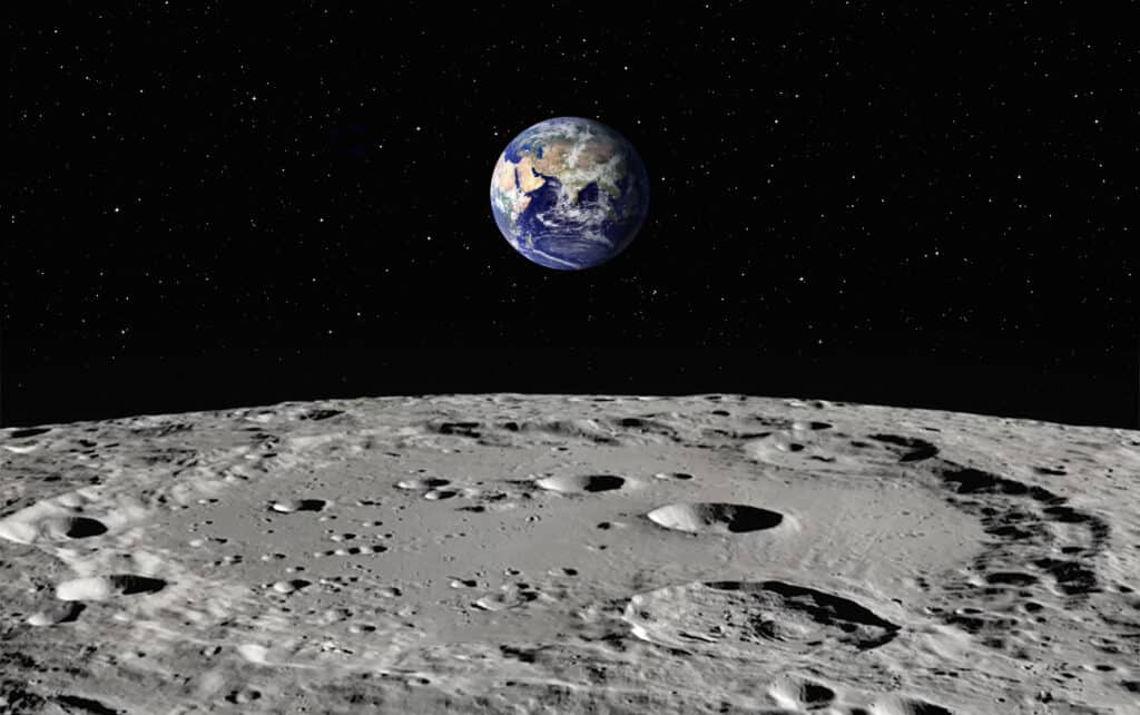 Earth as seen from the moon's surface