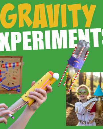 image of a bottle rocket, sling shot and other gravity experiments for kids
