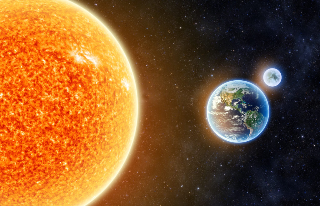 Image of sun, moon and earth
