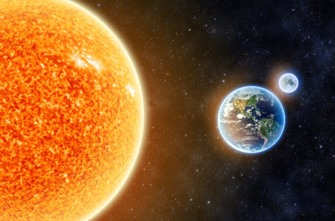Sun, moon and Earth Image