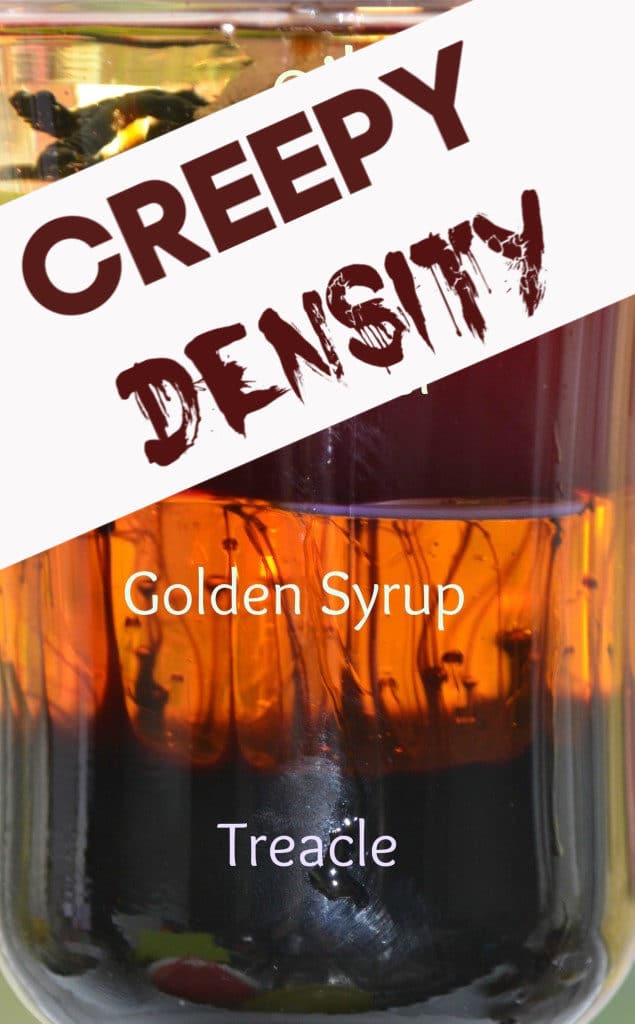 Layered density jar made with liquids of different densities. Great #Halloween science activity for kids #scienceforkids #HalloweenScience #Halloweencrafts