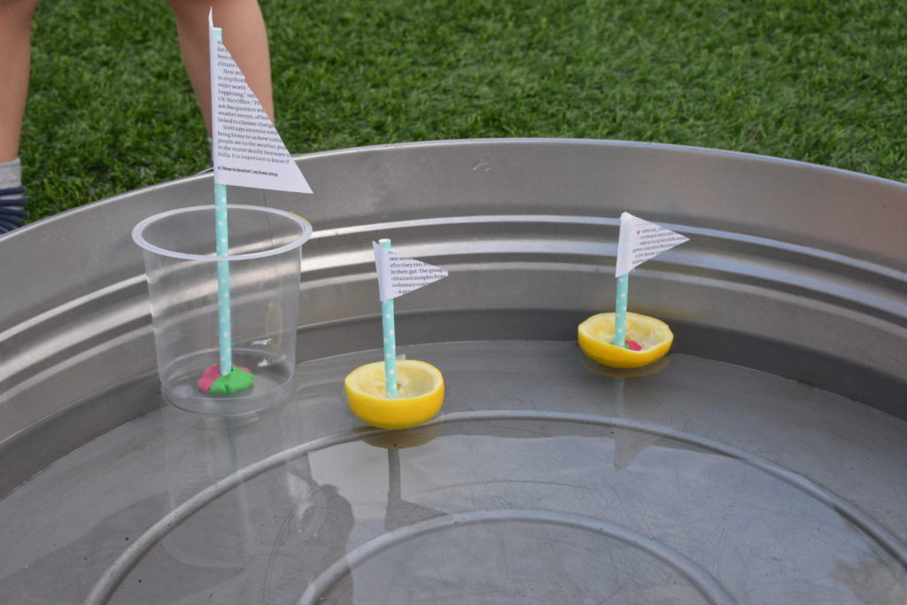 recycled boats for a preschool sink or float activity