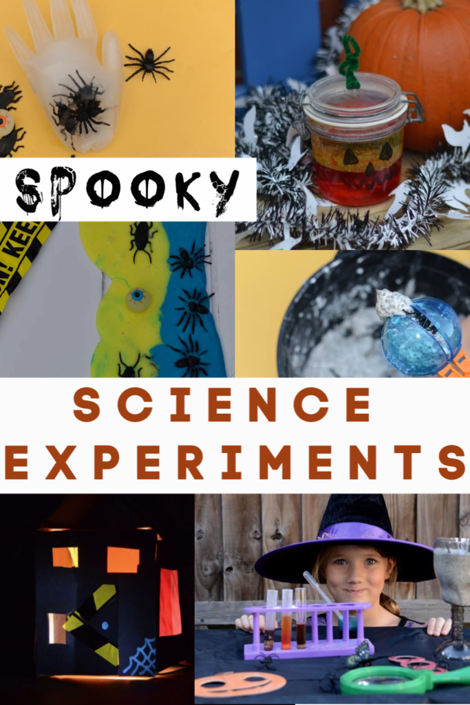 20 Halloween Science Experiments for Kids. Make witchy potions, pumpkin lava lamps, fake blood, spooky noise makers and more creepy science for kids #Halloween #HalloweenScience #HalloweenScienceforkids #SpookyScience #HalloweenScienceExperiments