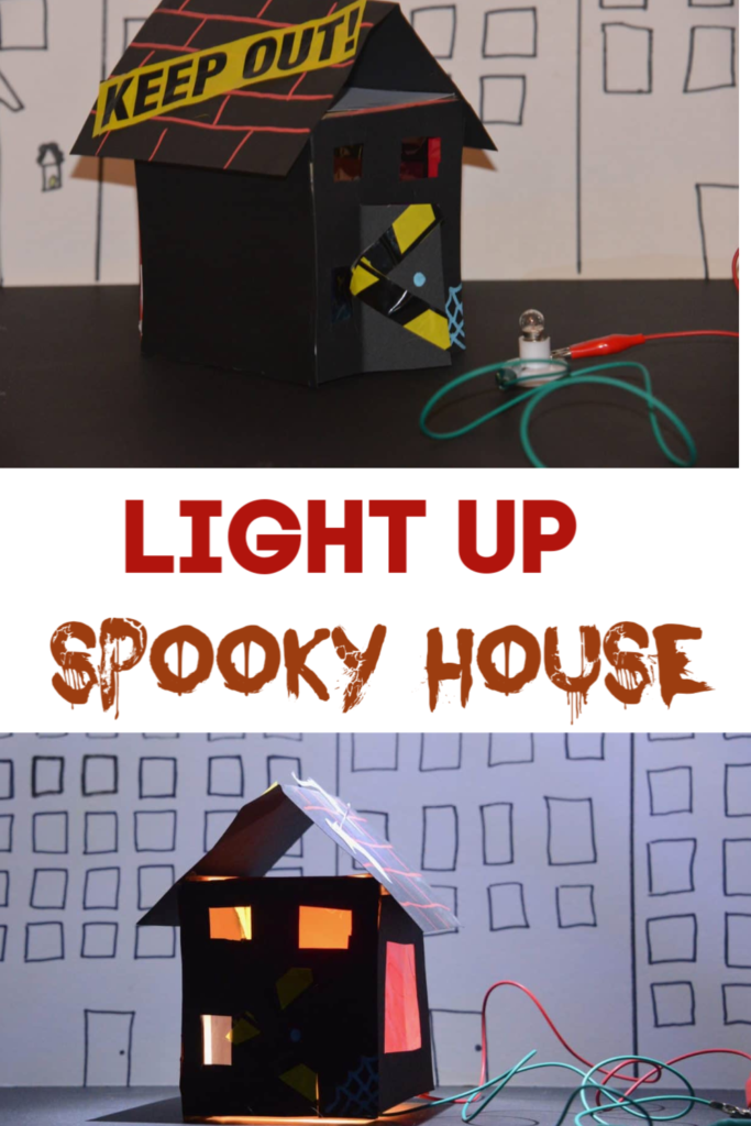 Pumpkin alternative - light up spooky house for Halloween #Halloweenscience #scienceforkids #spookyscience #Halloweencraft