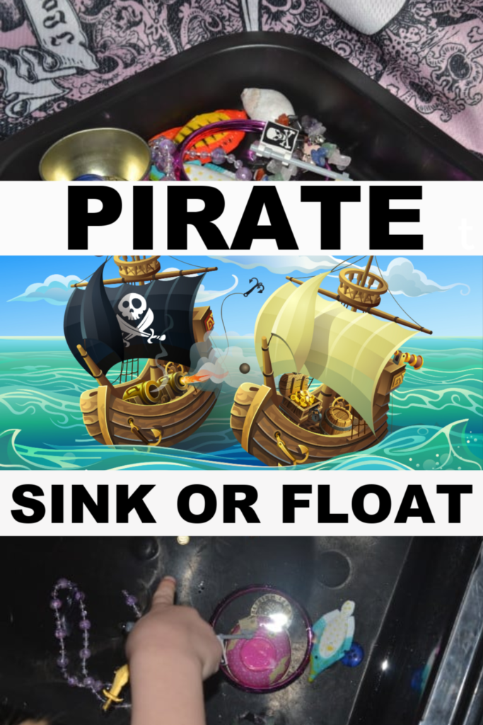Pirate style sink or float investigation - great for Early years Science #pirateactivities #piratecrafts #piratescienceforkids #piratescience