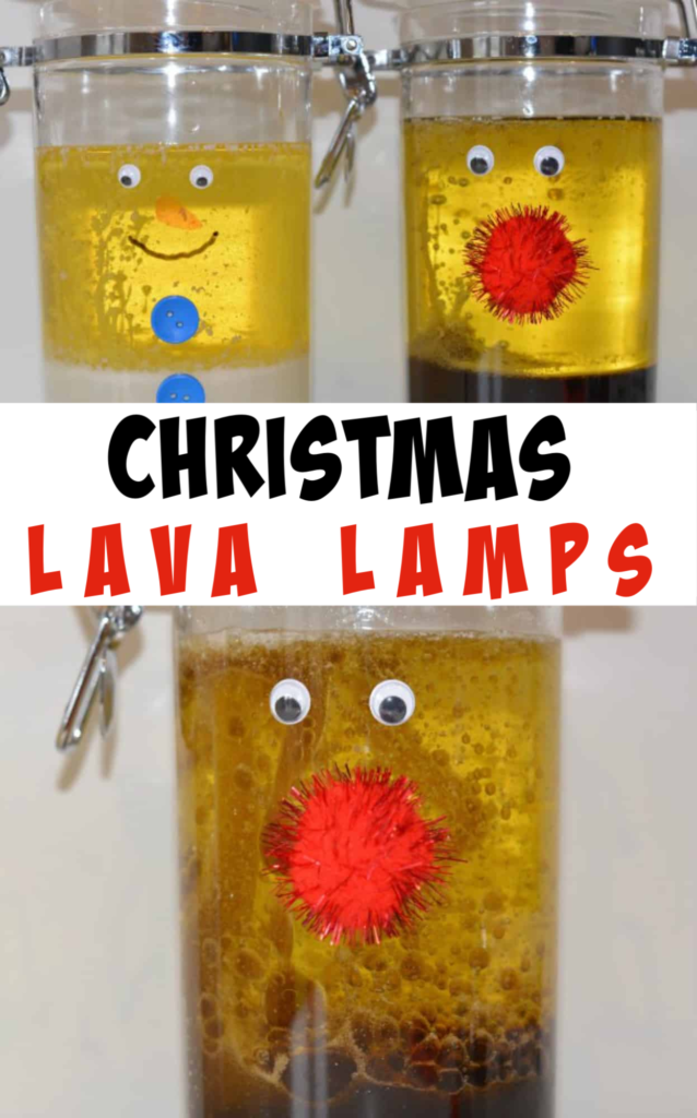 Christmas Lava Lamps - easy Christmas Science for kids #Christmas #ChristmasScience #Reindeercraft #SnowmanCraft