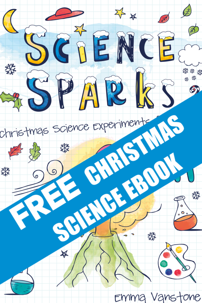 FREE Christmas Science Experiments EBook for kids. Image shows the cover