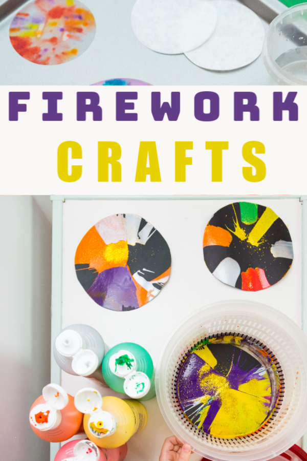 Firework science crafts for kids - make spin art fireworks and chromatography fireworks #spinartfirework #fireworkcrafts #bonfirenightcrafts