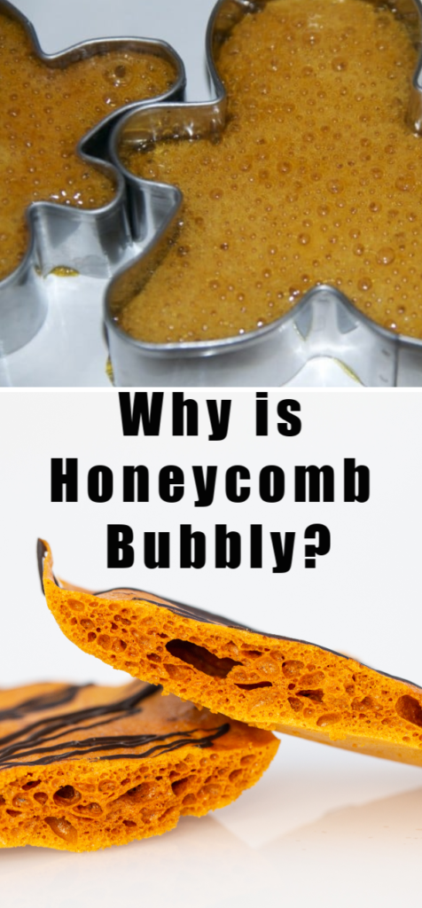 Why is honeycomb bubbly?Find out with this easy honeycomb recipe. Fun kitchen science experiment for kids. #Honeycomb #kitchenscience #scienceforkids