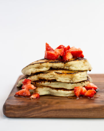 beautiful pancakes on a wooden board ready for a kitchen science experiment