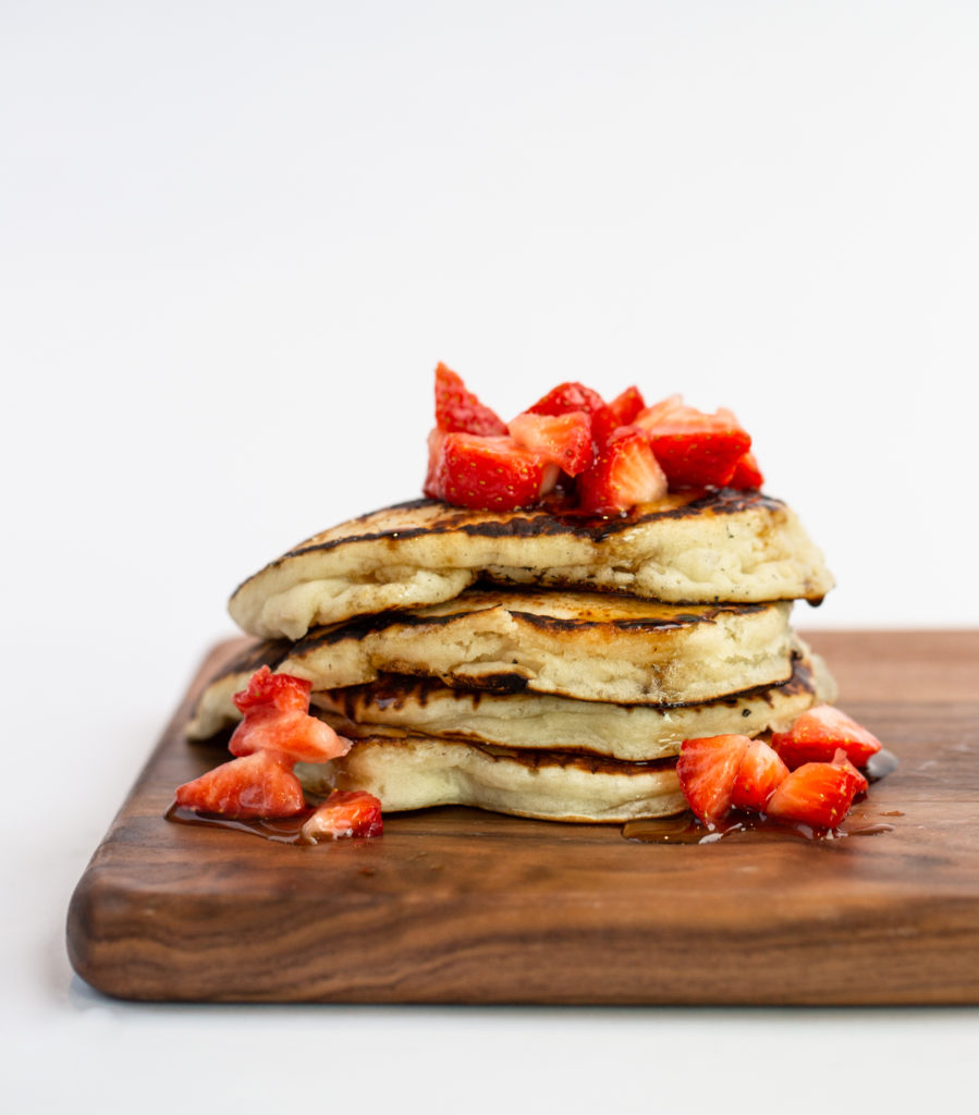 beautiful pancakes on a wooden board ready for a kitchen science experiment