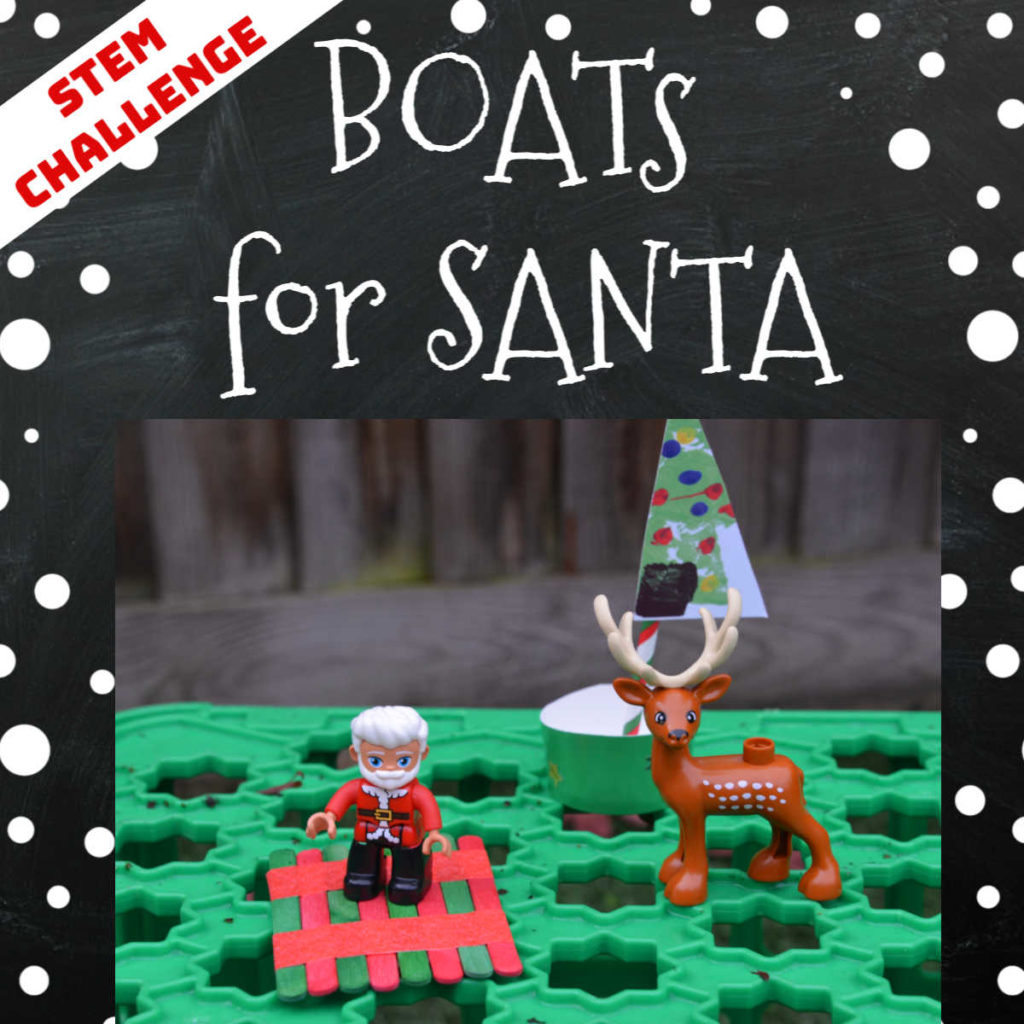 Christmas STEM challenge, make boats for Santa! #ChristmasScience #ChristmasSTEM #Ctemforkids #STEMChallenges #ChristmasCrafts