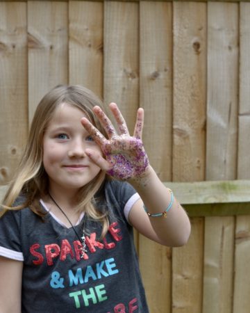 Results of handwashing activity with glitter