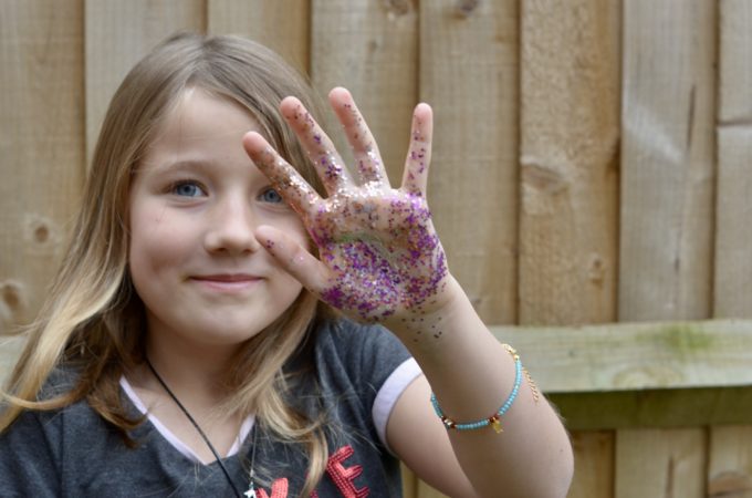 Results of handwashing activity with glitter