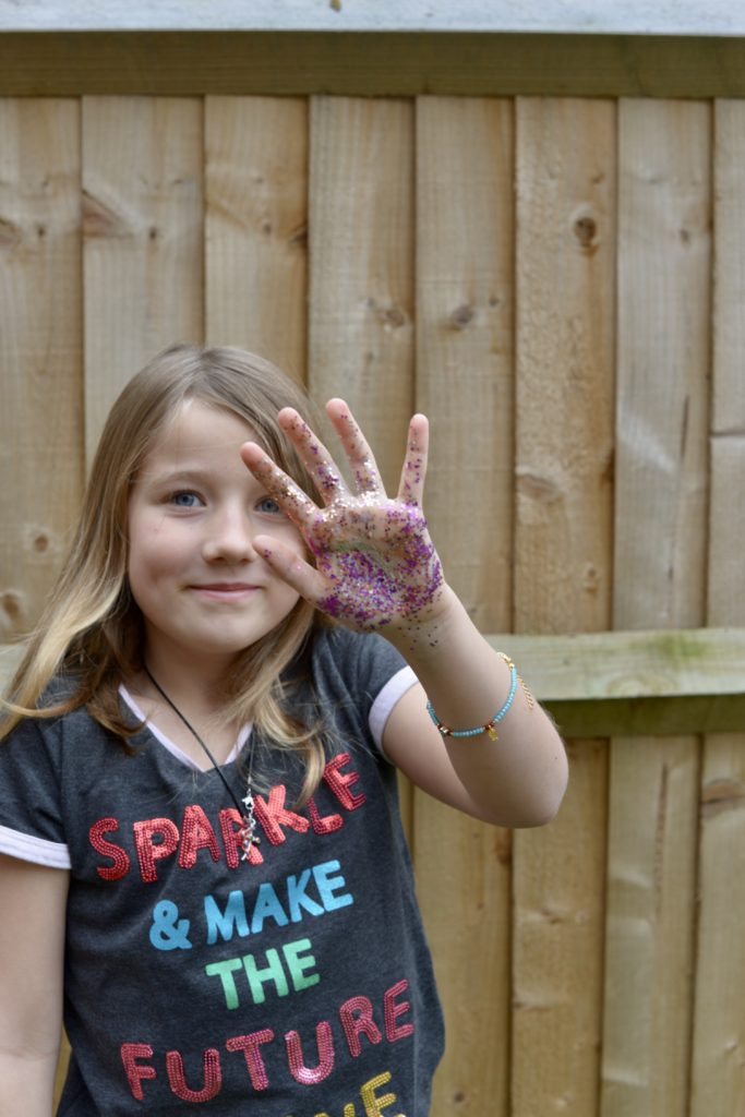 Results of hand washing activity with glitter as part of a hygiene activity