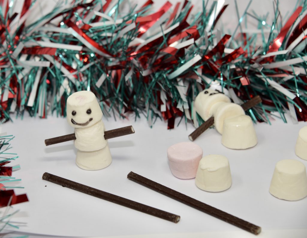 Marshmallow snowman for a Christmas science experiment