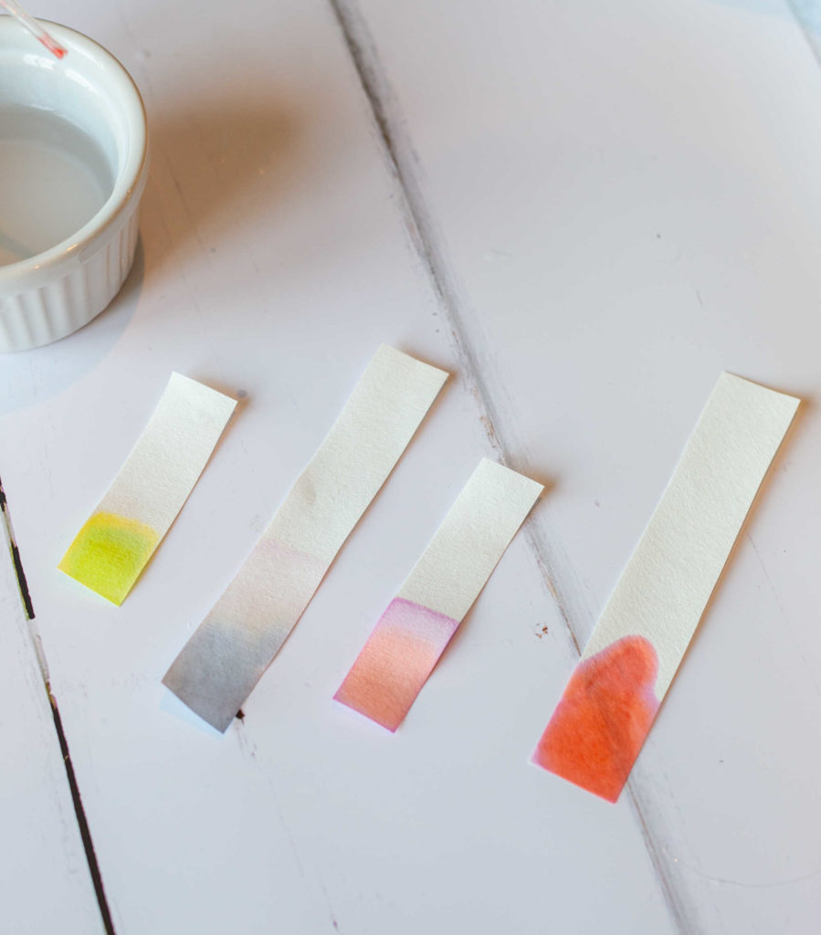chromatography strips used for a candy chromatography experiment