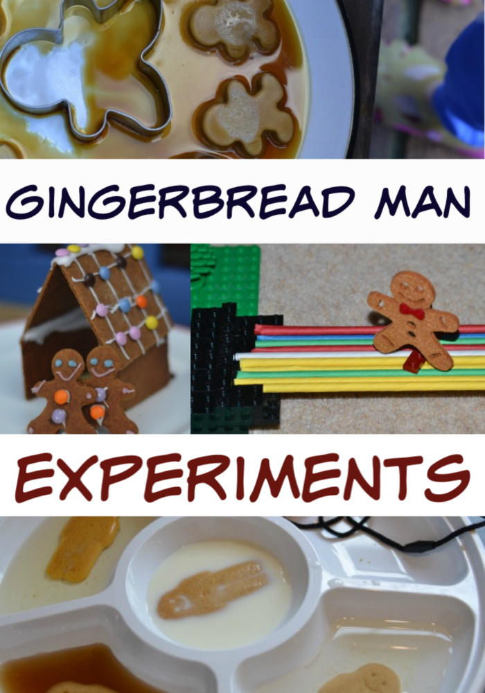 Gingerbread Man Science Experiments for Kids - soak gingerbread men in different liquids, build boats, bake with different ingredients and lots more #gingerbreadmanscience #scienceforkids