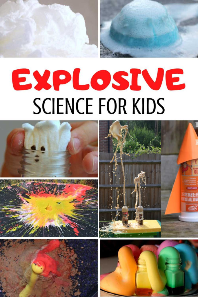 Awesome explosive science experiments for kids. Exploding marshmallows, erupting soap, splatter patterns, elephants toothpaste and more science for kids.#scienceforkids #explosivescience #coolscience