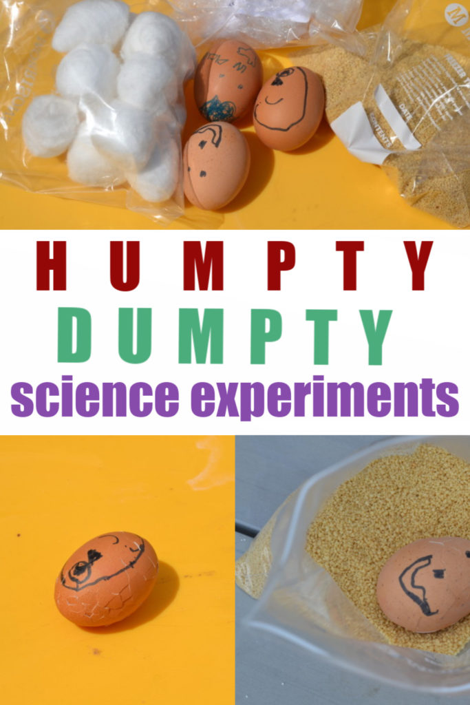 Collection of Humpty Dumpty Science Experiments for kids - design an egg drop experiment for a boiled egg Humpty Dumpty #HumptyDumpty #scienceforkids #scienceexperimentsforkids