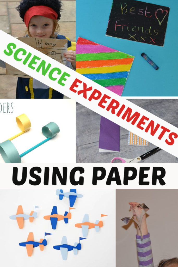 Science experiments using just paper - collection of paper science experiments  Make paper spinners, treasure maps, gliders, scratch art paper and more easy science for kids #scienceforkids #scienceexperiments #sciencesparks #paperscience