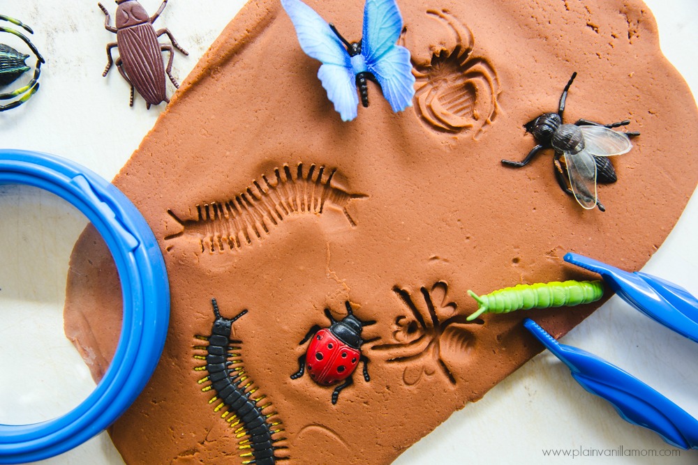 Play dough bug fossils