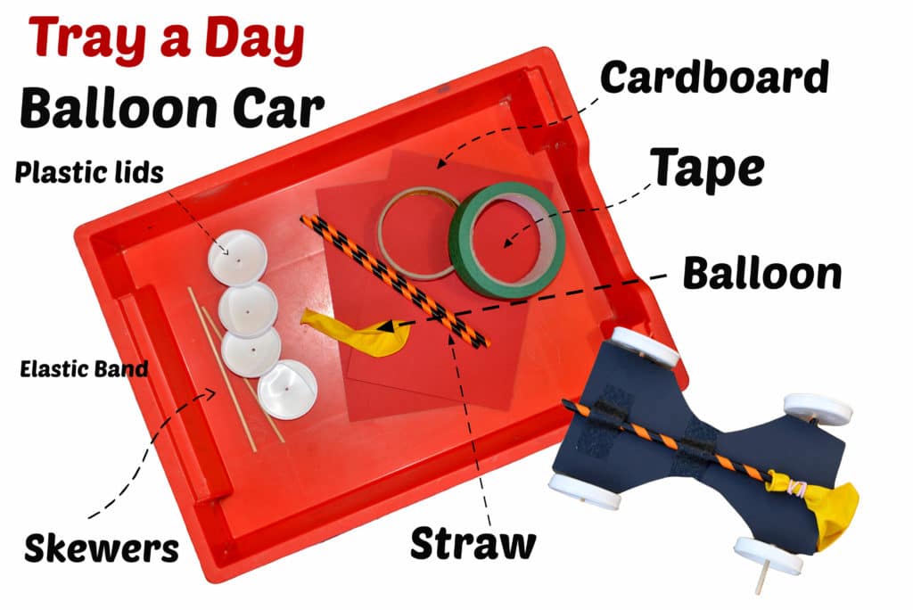 Balloon car - Tray a Day - easy science experiment for kids