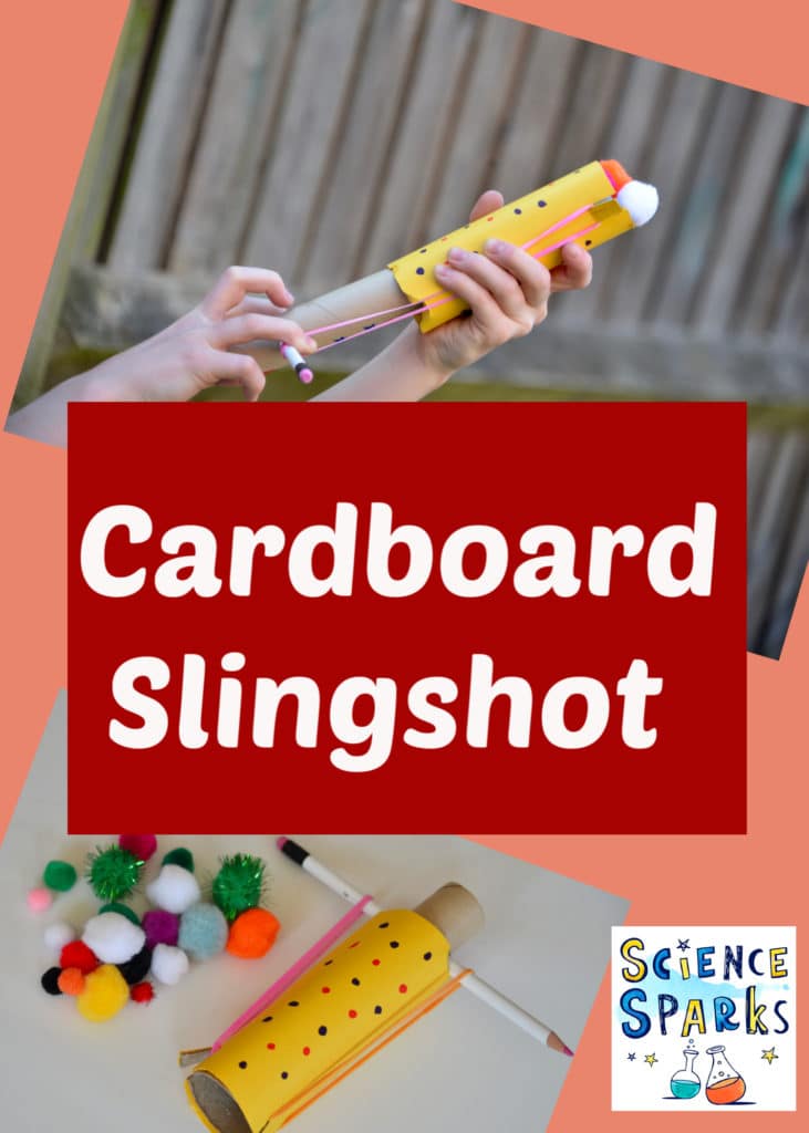 Easy cardboard slingshot for kids - fun science craft for kids - learn about gravity and trajectory with this easy tube launcher #scienceforkids #slingshot #sciencecraft