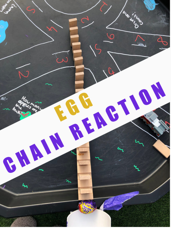 Egg chain reactions for kids - Easter STEM Challenge for kids #scienceforkids #STEMforkids #STEMChallenge