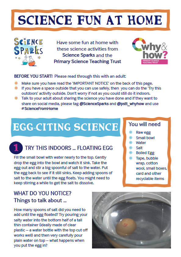 Egg experiments printable instructions