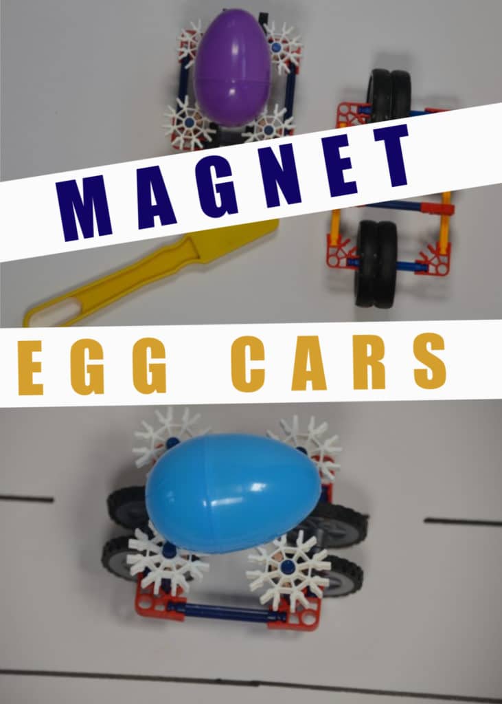Magnet powered egg cars, a great EASTER STEM Challenge for kids #Scienceforkids #EasterSTEM