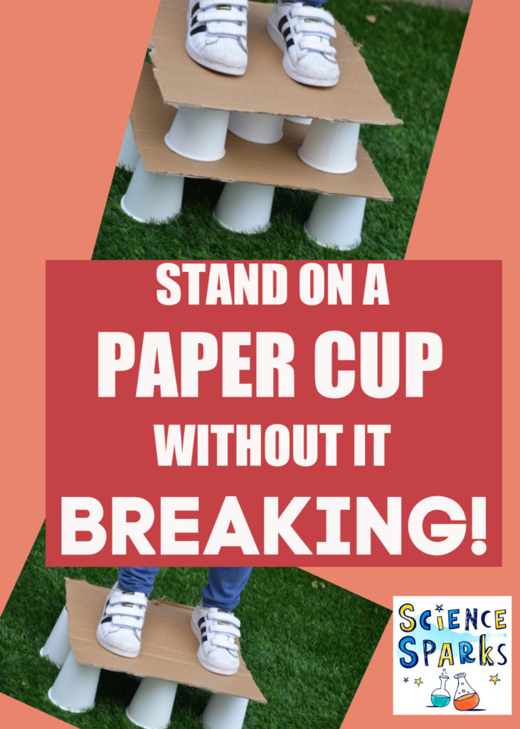 Paper Cup STEM Challenge - stand on paper cups without them breaking them #STEMforKids #STEMChallenge Great for science club too.