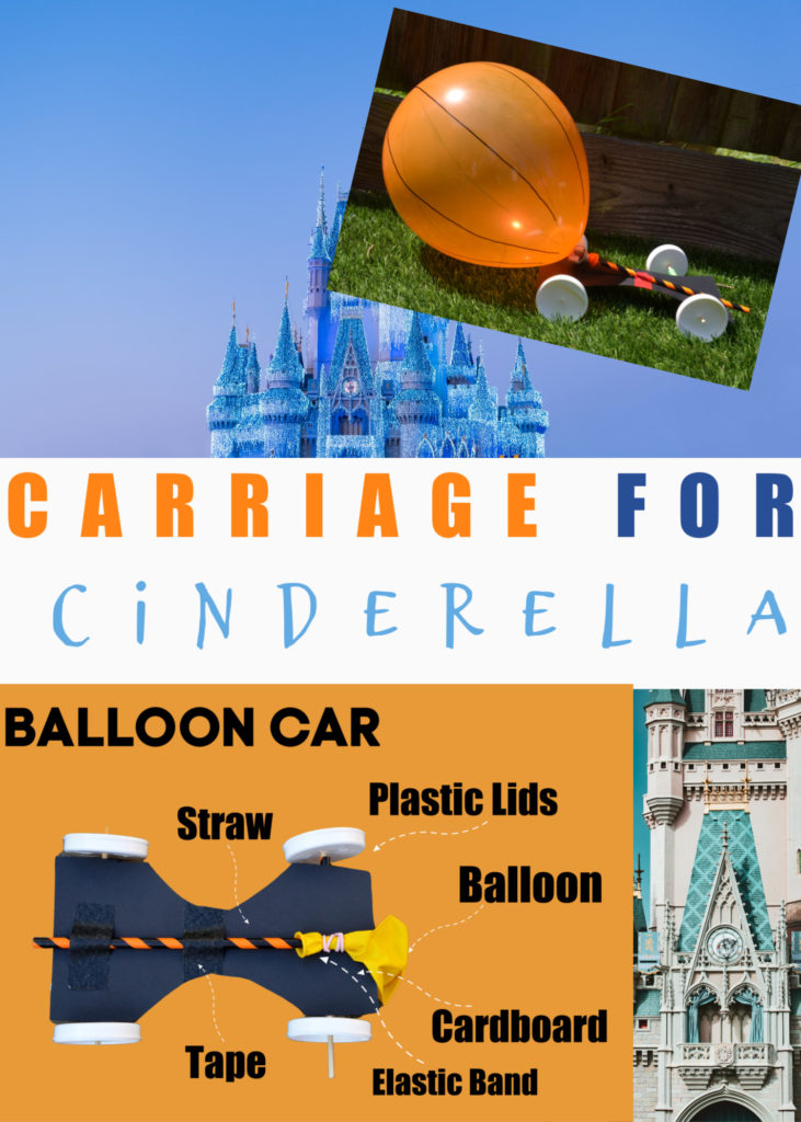 Carriage for Cinderella - fun balloon powered STEM Challenge for kids #CinderellaScience #CinderellaSTEM #STEMChallenges #scienceforkids