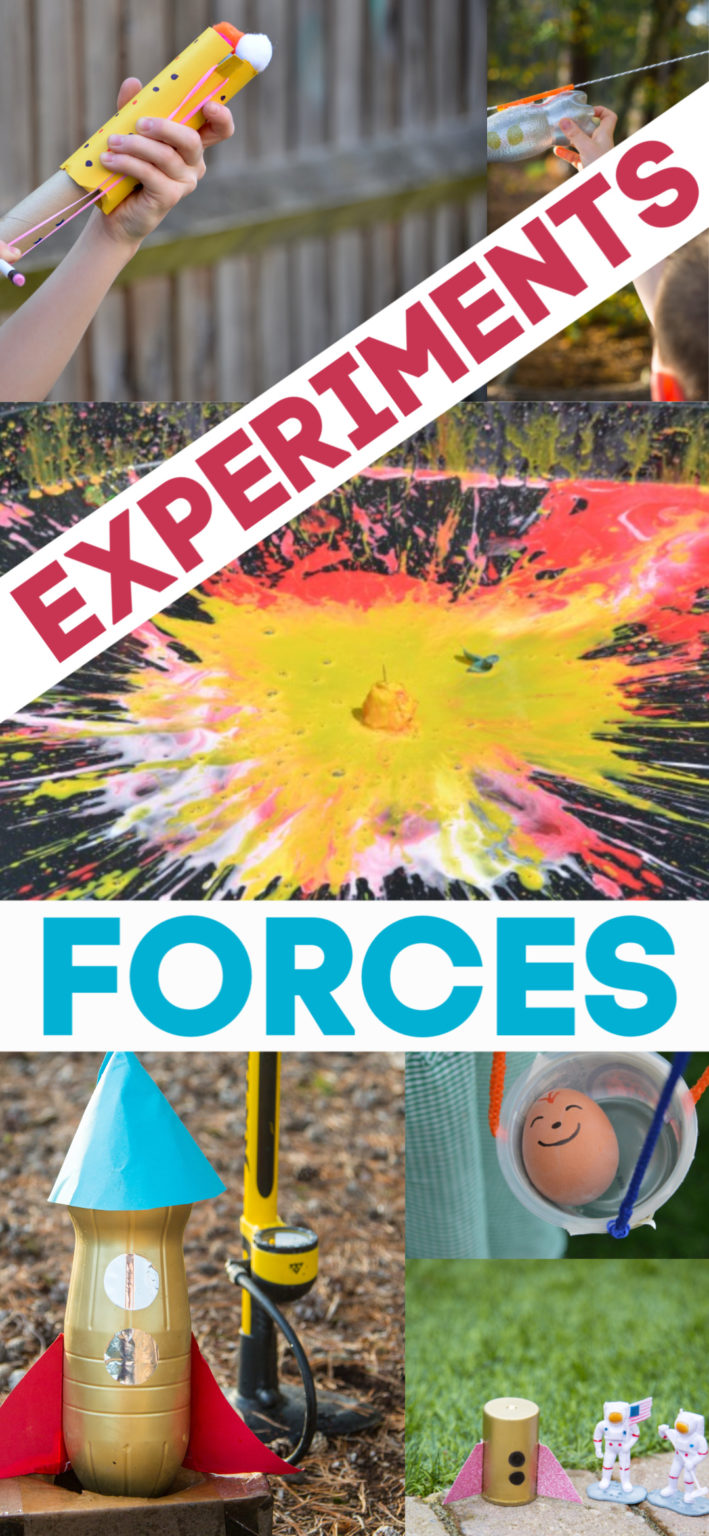 30 brilliant ideas for learning about forces. Fun collection of forces and motion experiments and investigations. Find gravity experiments, air pressure experiments, inertia experiments and magnet experiments #forceexperiments #scienceforkids #forcesandmotion