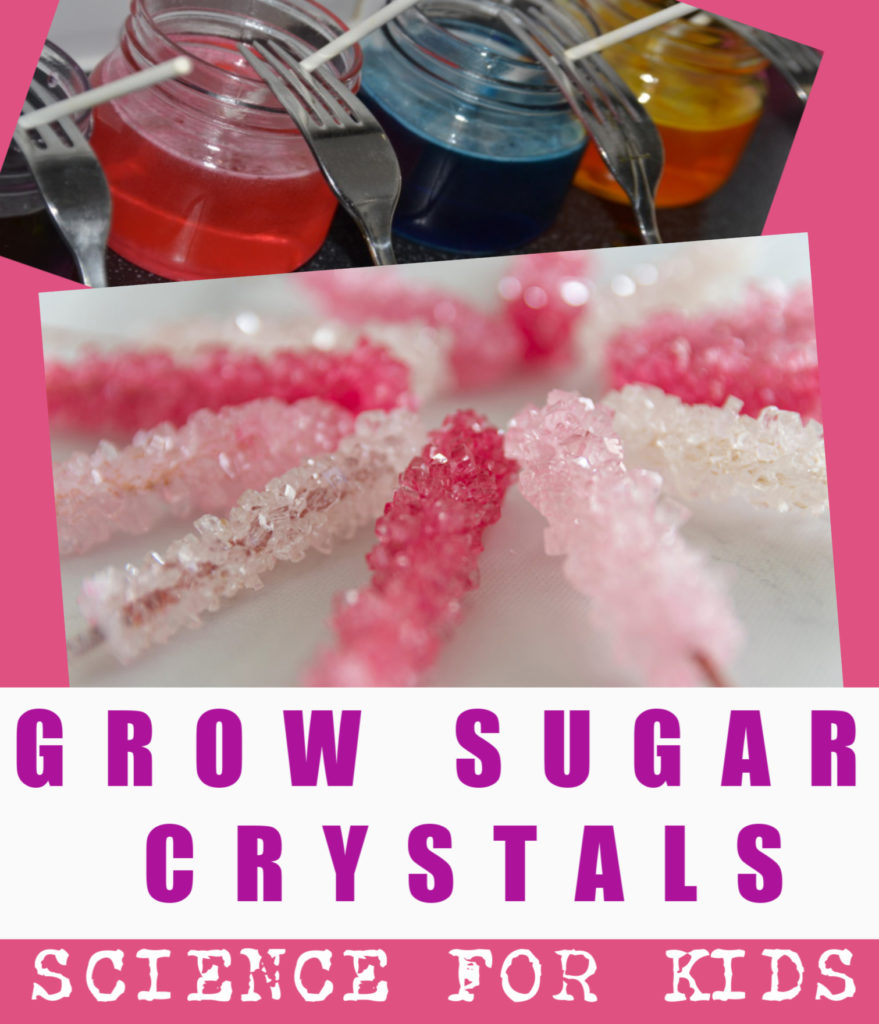 Grow sugar crystals to make rock candy. Easy edible science for kids!