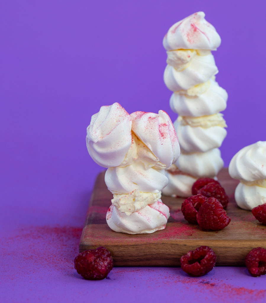 Towers made from meringue for a meal of science experiments