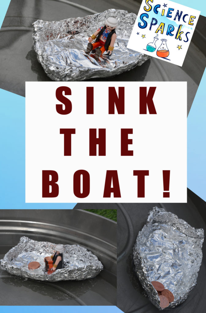 Sink the boat STEM Challenge - how many coins can a foil boat hold before it sinks #STEMChallenge #PirateSTEM