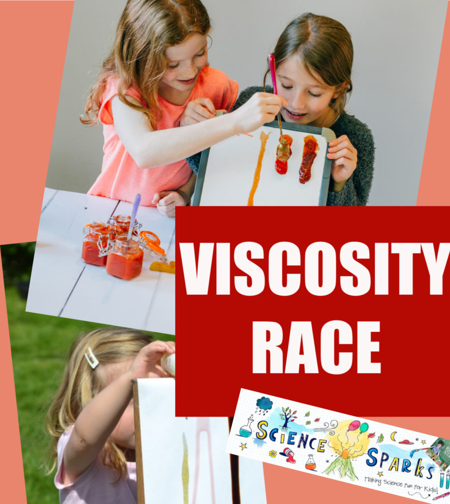 Fun viscosity investigation for kids. Race liquids down a ramp to discover which flow the fastest. Easy kitchen science experiment for kids #scienceforkids #ktichenscience