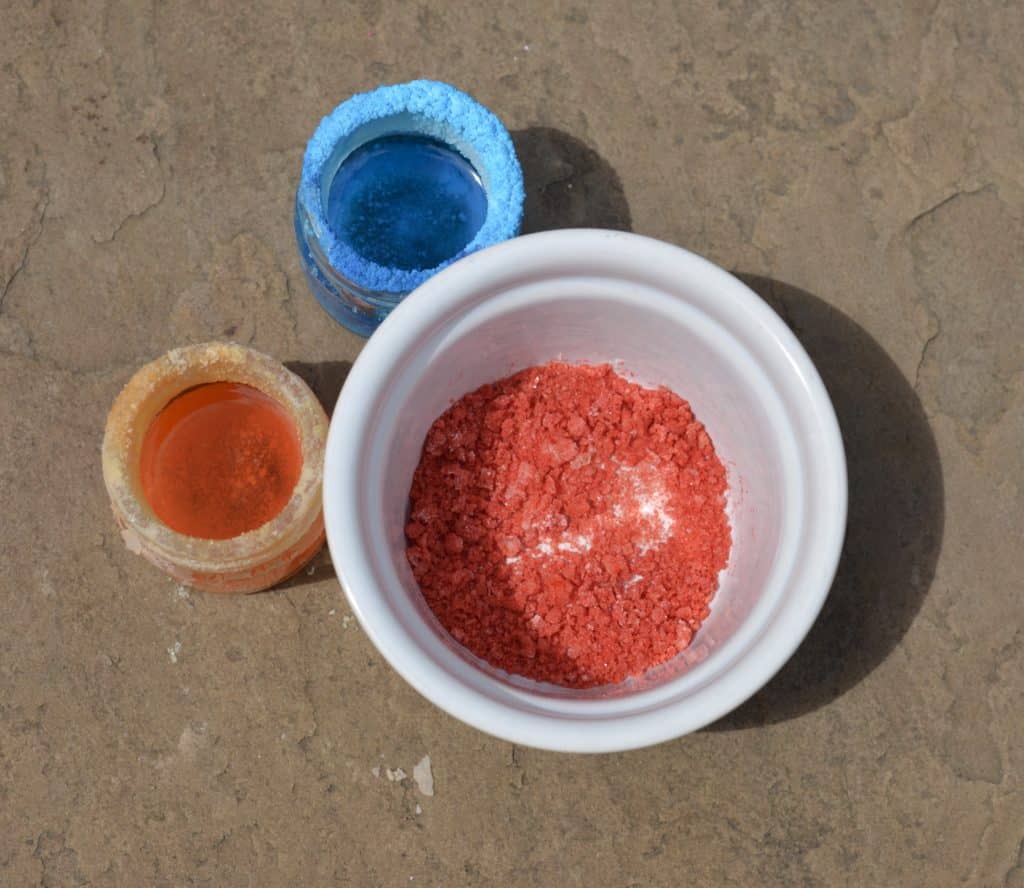 coloured salt made as part of an evaporation activity