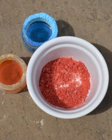 coloured salt from an evaporation investigation