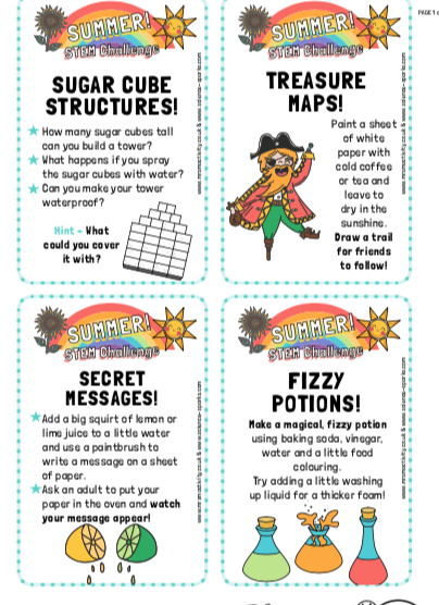 EASY STEM Challenges for kids - Free printable