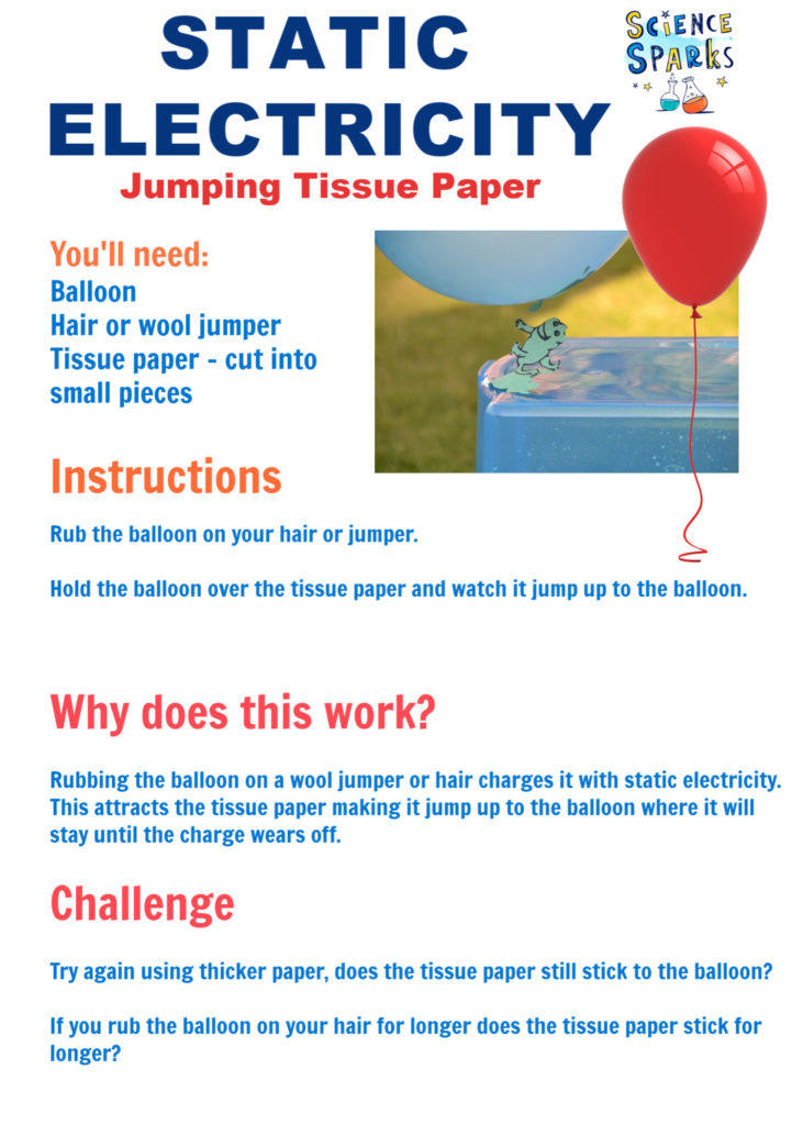 static electricity investigation instruction sheet