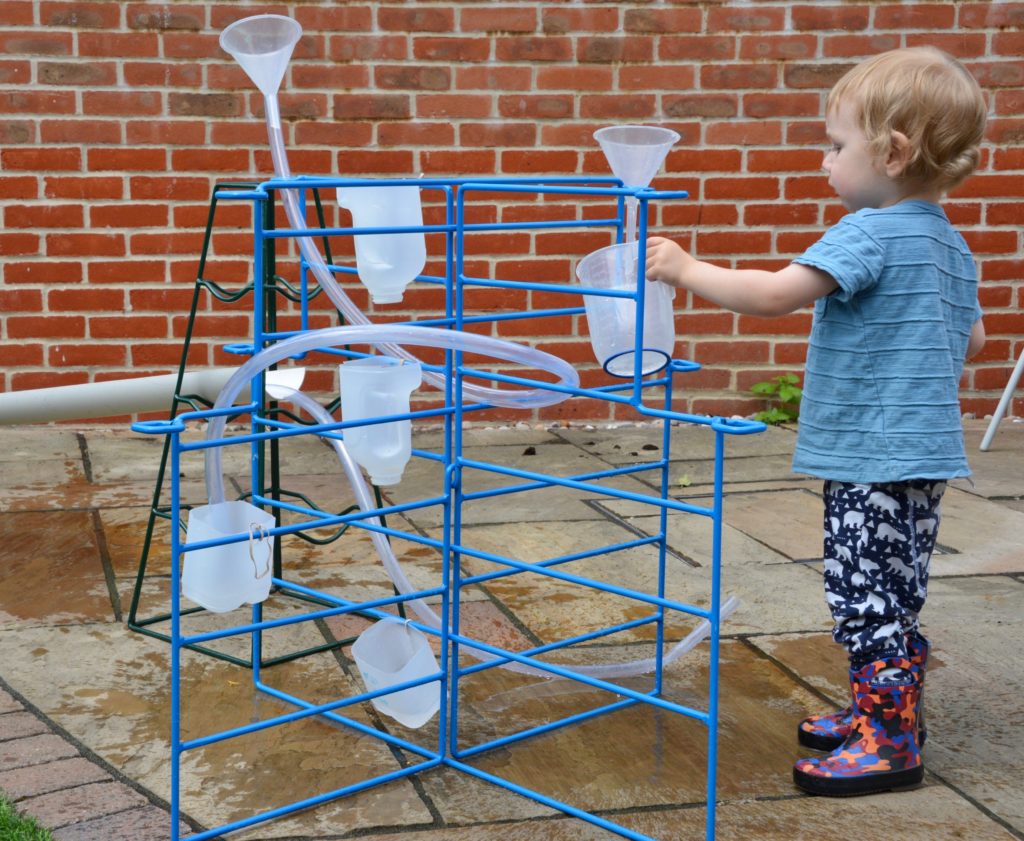 Water wall made on a frame with milk cartons