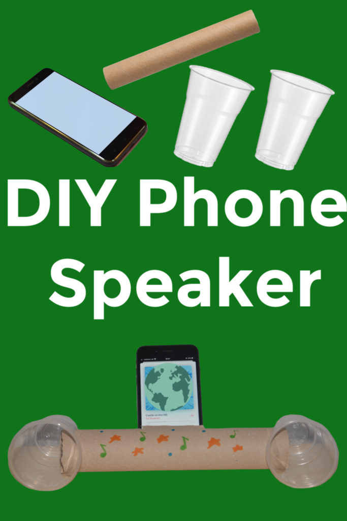 Fun science project for older children. Make a DIY speaker with plastic cups and a long cardboard tube. #scienceproject #techproject