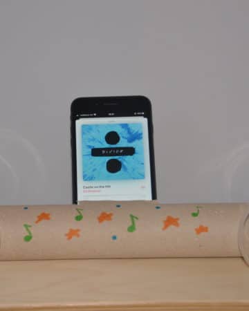 phone speaker for a STEM project made from a cardboard tube and two paper or plastic cups.