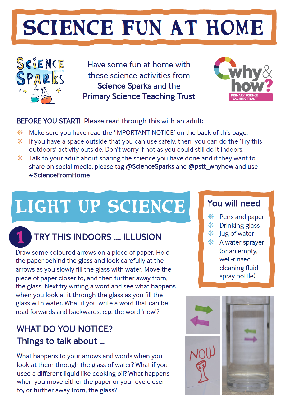 light experiments for kids