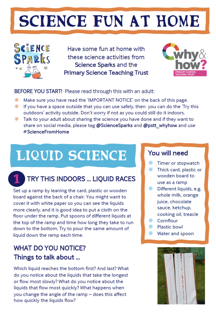 Liquid experiments for kids