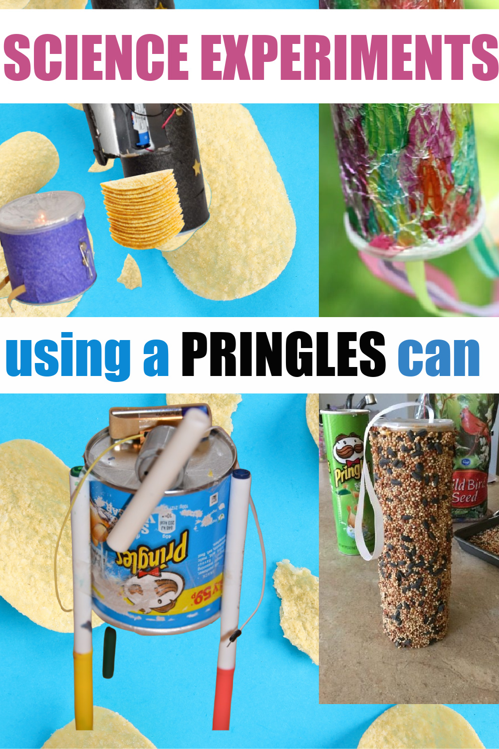 Easy science experiments using a Pringles can! #Scienceforkids #science #STEM #STEMChallenges