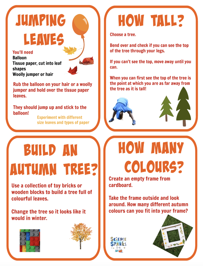 Autumn STEM Challenge cards to print and use.